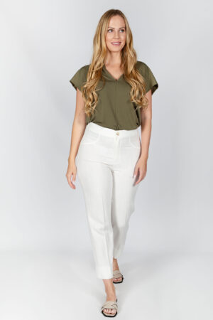Pantalón fluido de lino-viscosa con goma Mod.182/li
