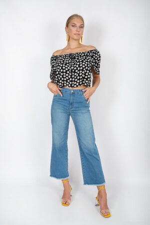 Cropped denim desflecado talle alto Mod. 769/25