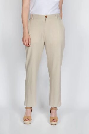 Pantalón de lino suave con bolsillos y goma. Mod: 258/25