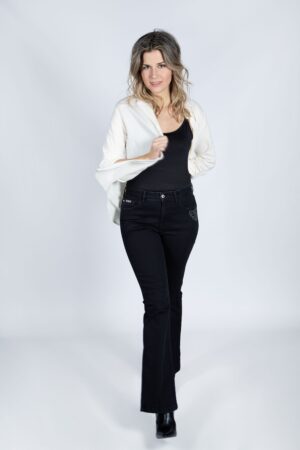 Flare negro con detalle de strass. Mod.301