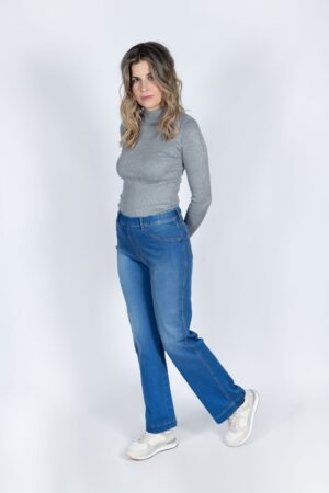Denim ancho fluido con goma. Mod. 313