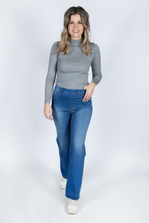 Denim ancho fluido con goma. Mod. 313