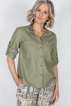 Camisa de lino, manga francesa. Mod. 451