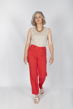 Pantalón recto-ancho de lino viscosa. Mod. 433
