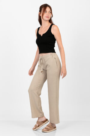 Pantalón recto fluido con goma y cordones  Mod.648