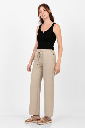 Pantalón recto fluido con goma y cordones  Mod.648