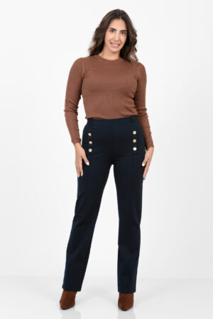 Pantalón punto nervio frontal botones dorados-Mod.723
