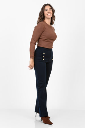 Pantalón punto nervio frontal botones dorados-Mod.723
